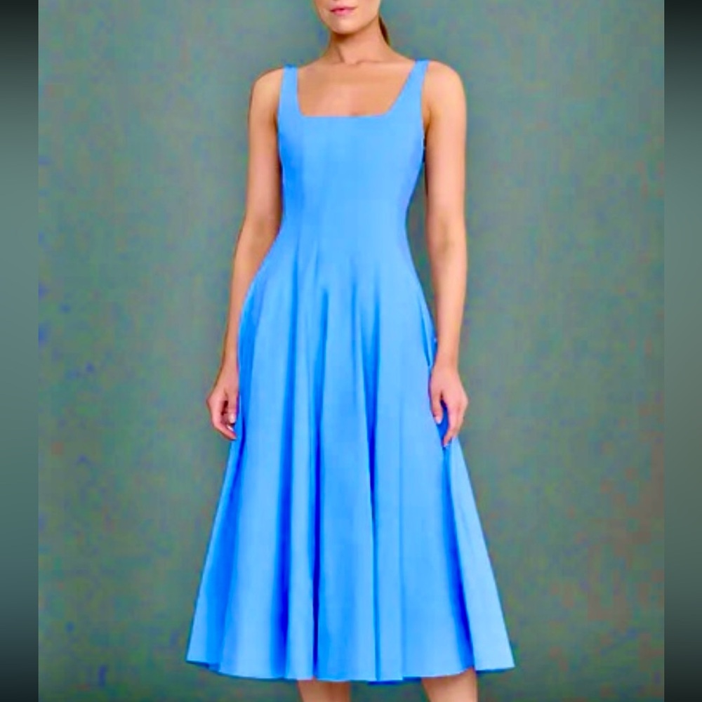 NWT Staud Wells Midi Dress Cornflower 🌟 Very Rare 🌟 - Picture 7 of 14